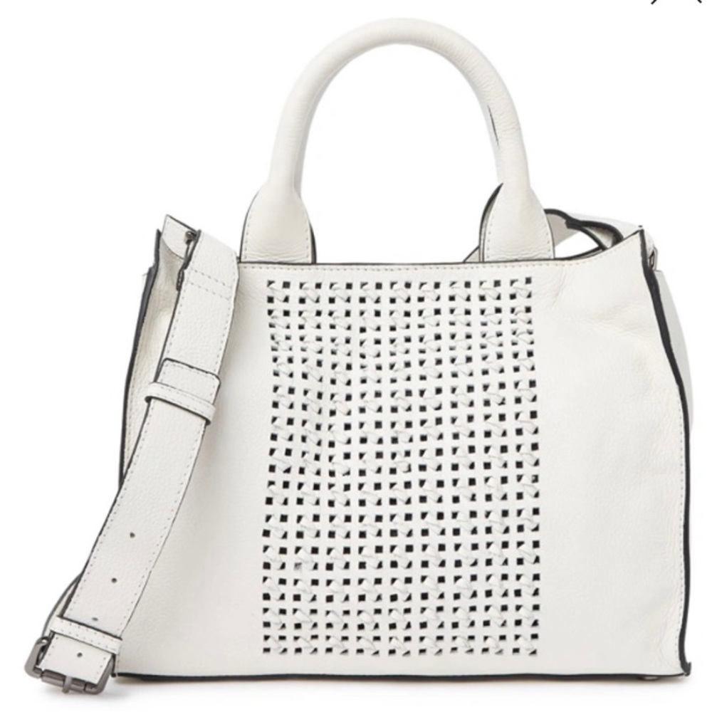 Tahari Savannah White Leather Satchel